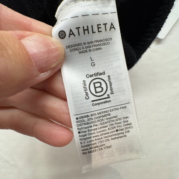 NWT! Athleta Alpine Crewneck Cashmere Wool Sweater in Black - Picture 7 of 11